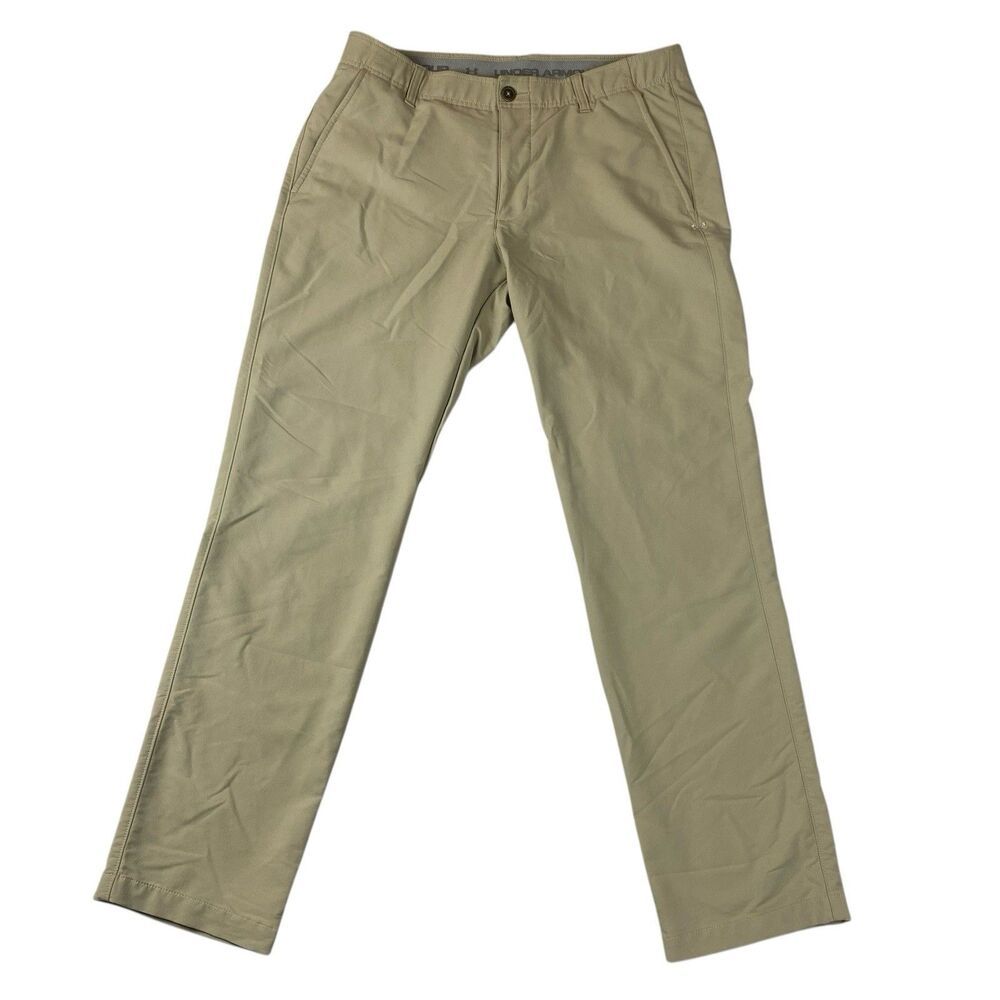 Under Armour Match Play Golf Pants Mens 34x32 (30 Inseam) Khaki Straight Stretch